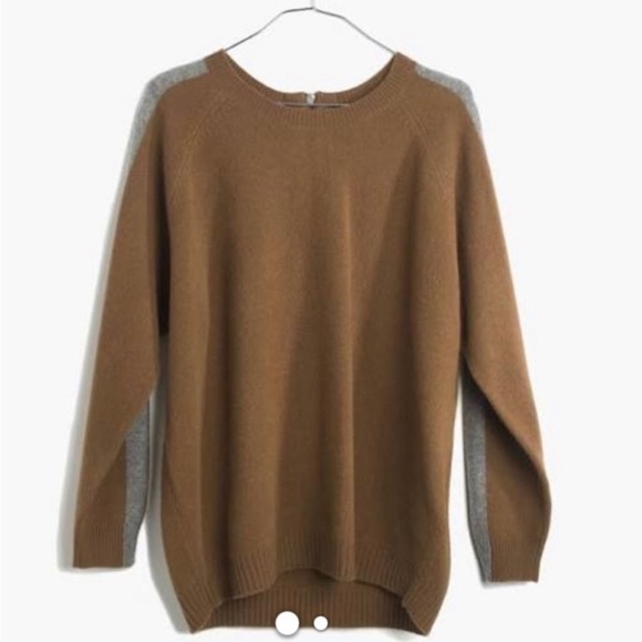 Madewell Sweaters - Madewell women’s 100% Merino wool scoop-neck sweater overside green/grey sizeXS‎